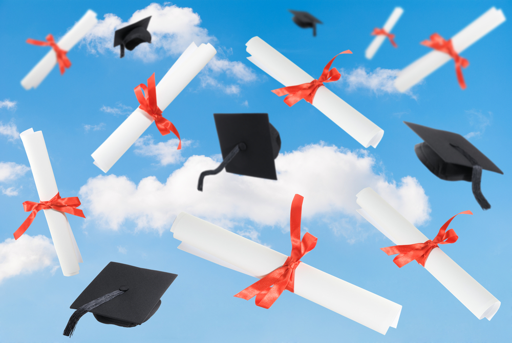 Grad caps and diplomas