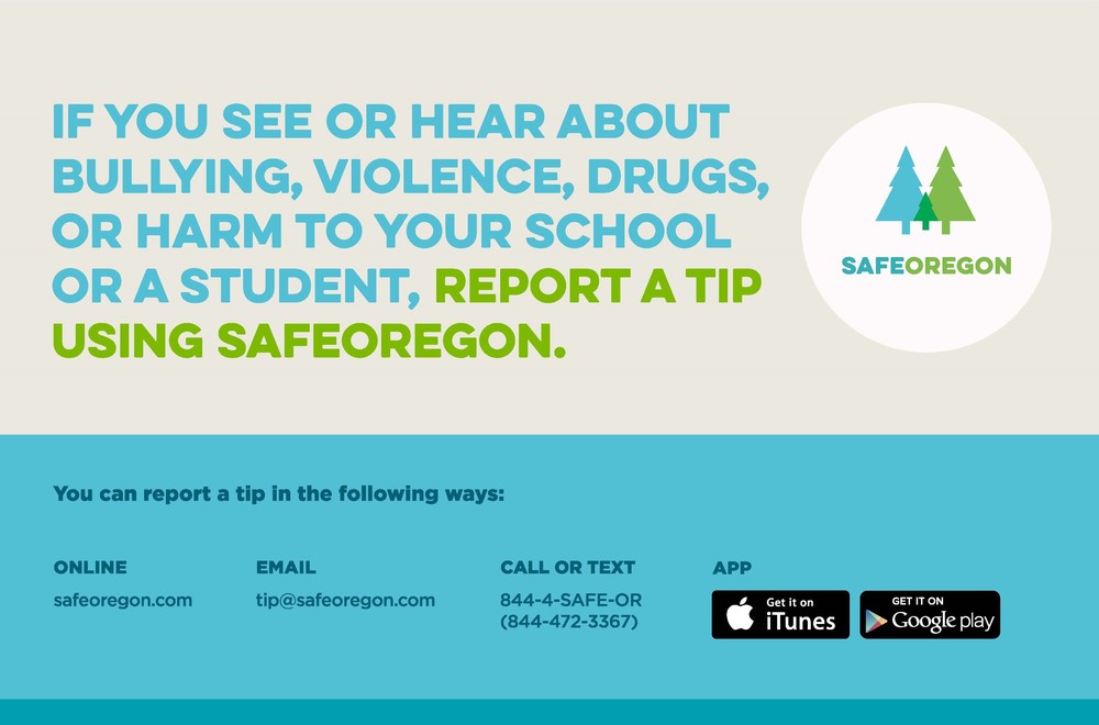 Safe Schools report a tip poster