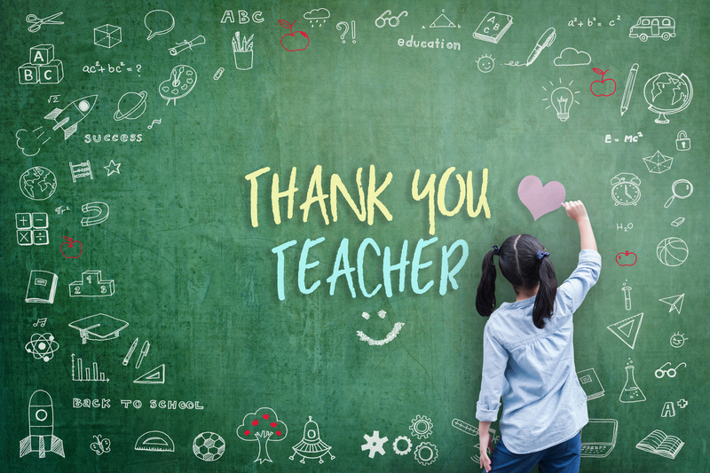 thank you teacher on chalkboard